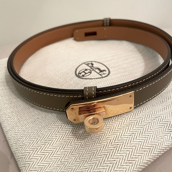 SOLD Hermes Kelly Belt Etoupe Gold Hardware - Picture 2 of 8